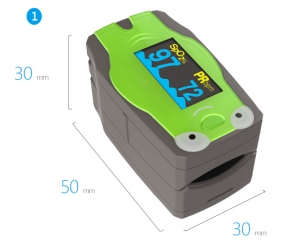 Kinder-Pulsoximeter MD300 C53 Frosch mit Aufbewahrungstasche